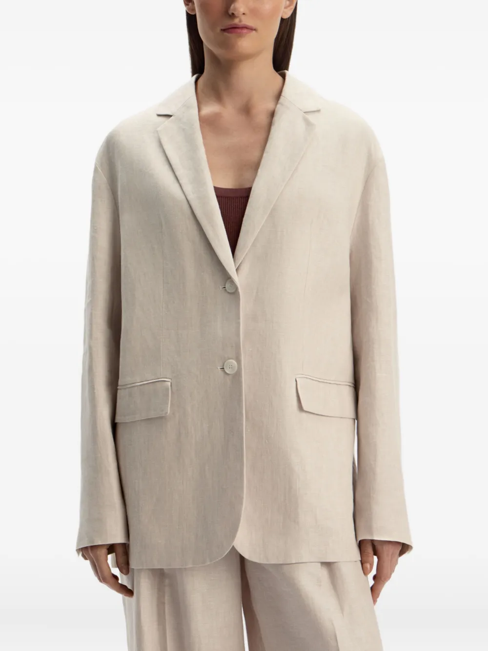 12 Storeez Tailored Linen Blazer In Neutral