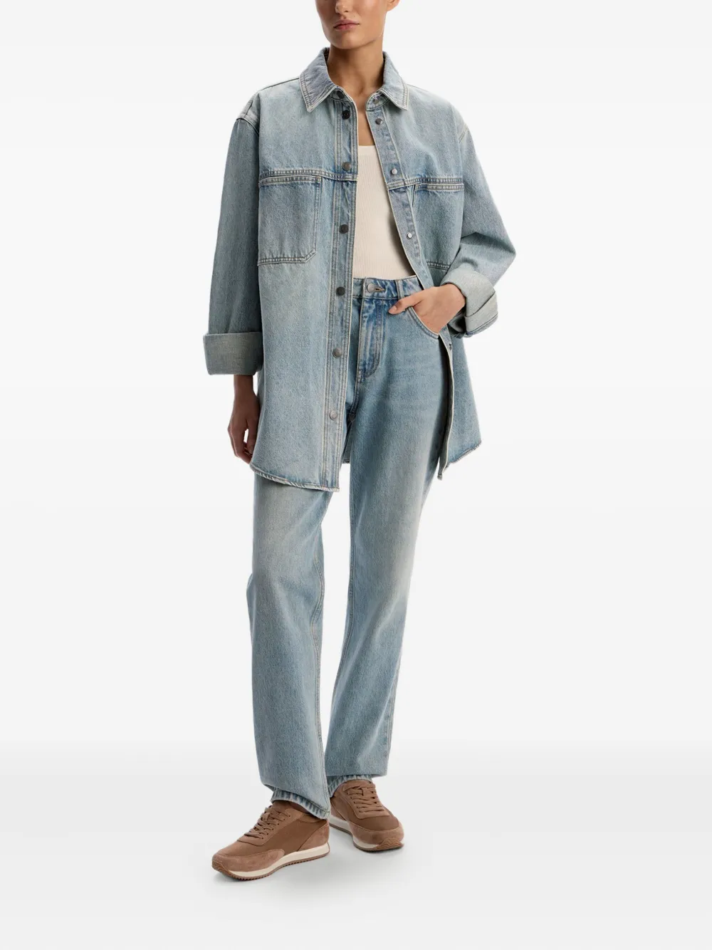 12 STOREEZ Denim blouse - Blauw