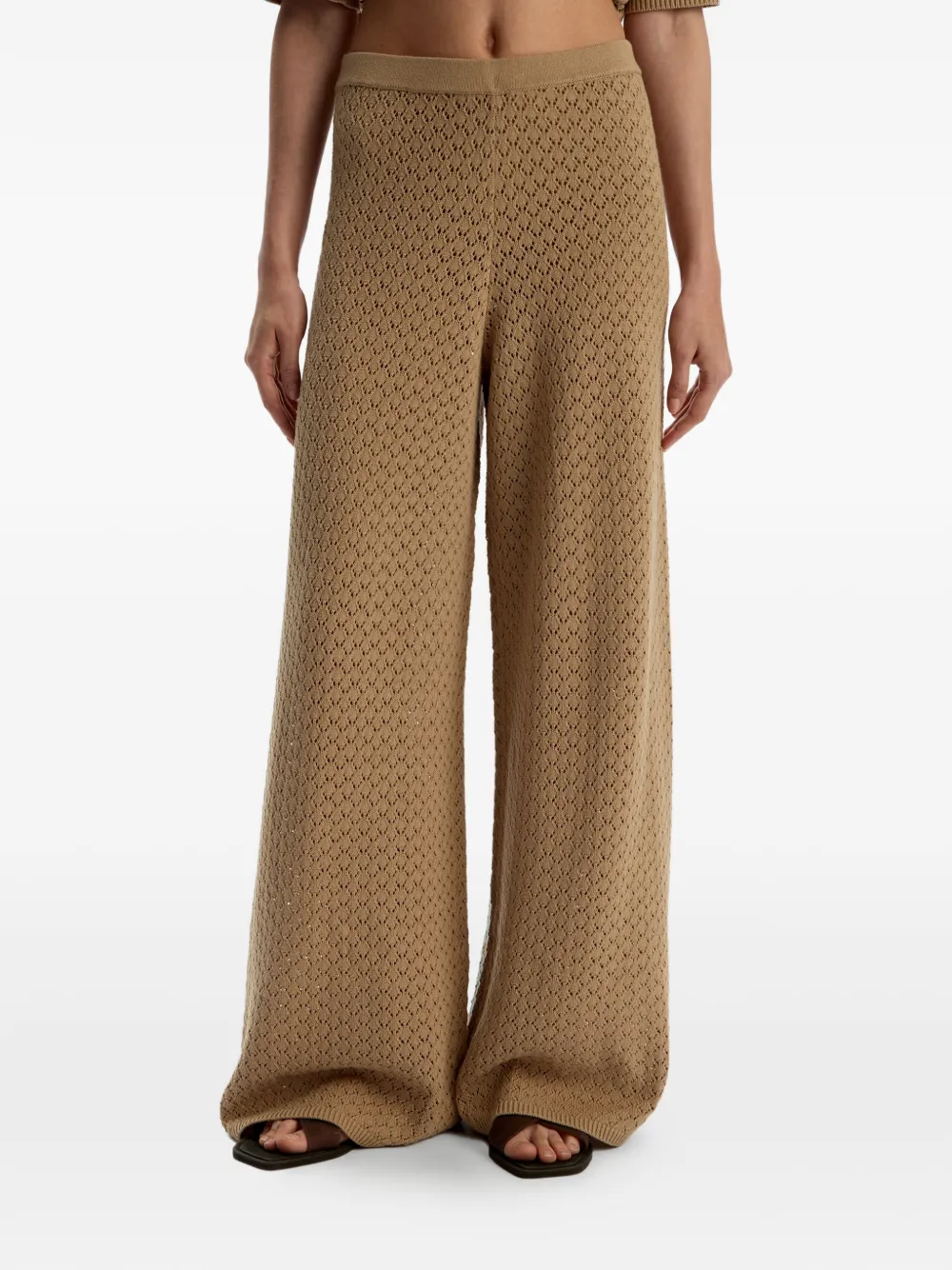12 STOREEZ Gebreide broek met elastische taille Beige