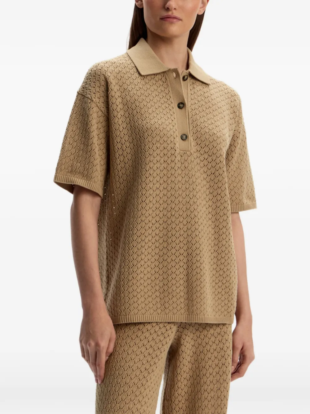 12 STOREEZ Gebreide broek met elastische taille Beige
