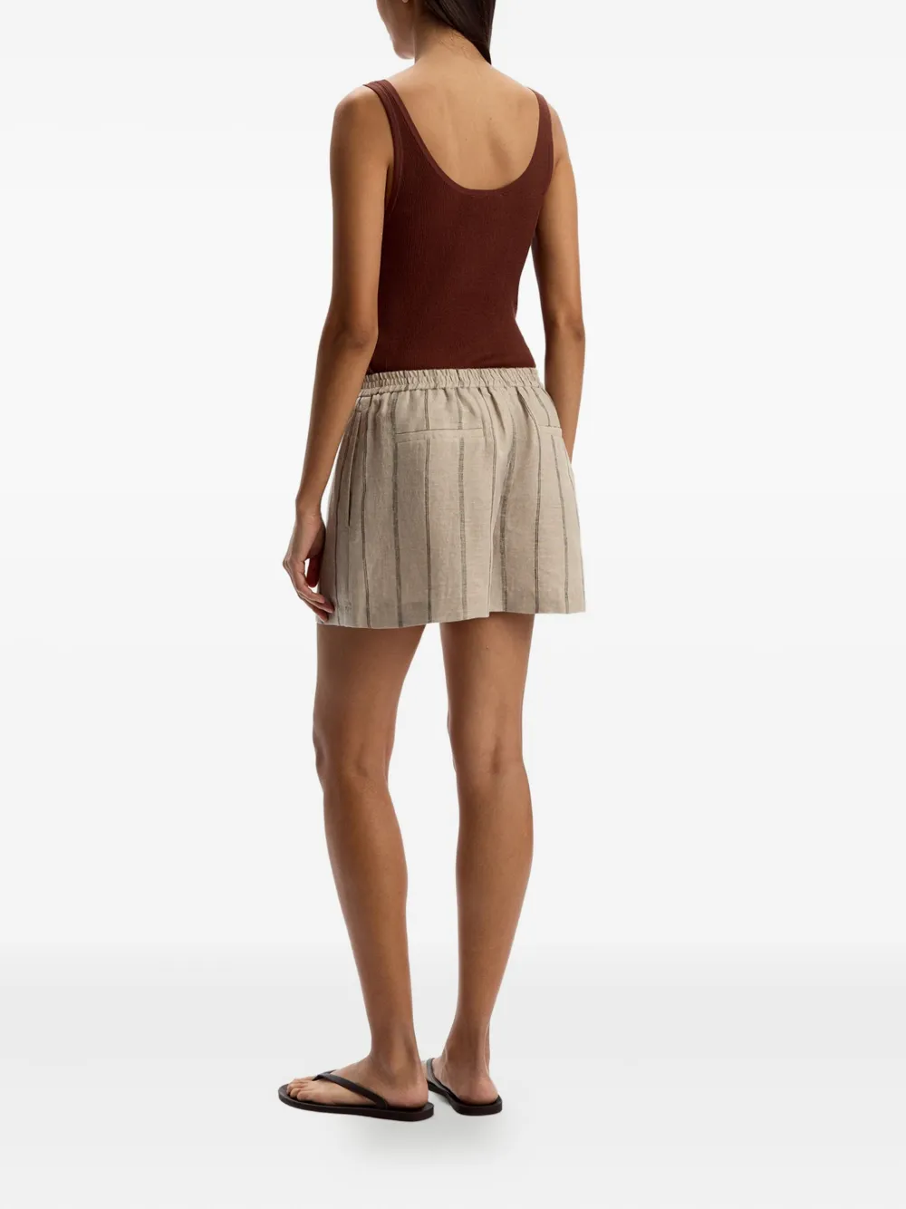 12 STOREEZ Gestreepte shorts met elastische tailleband Beige