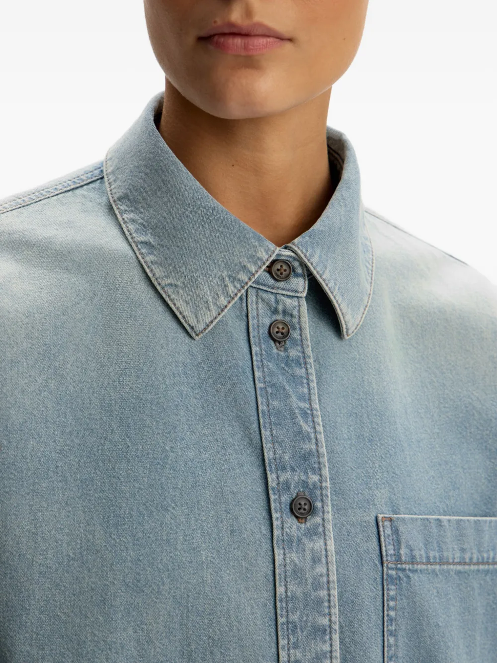 12 STOREEZ Denim blouse Blauw