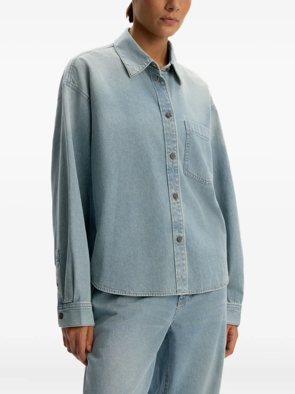 12 STOREEZ Denim blouse Blauw
