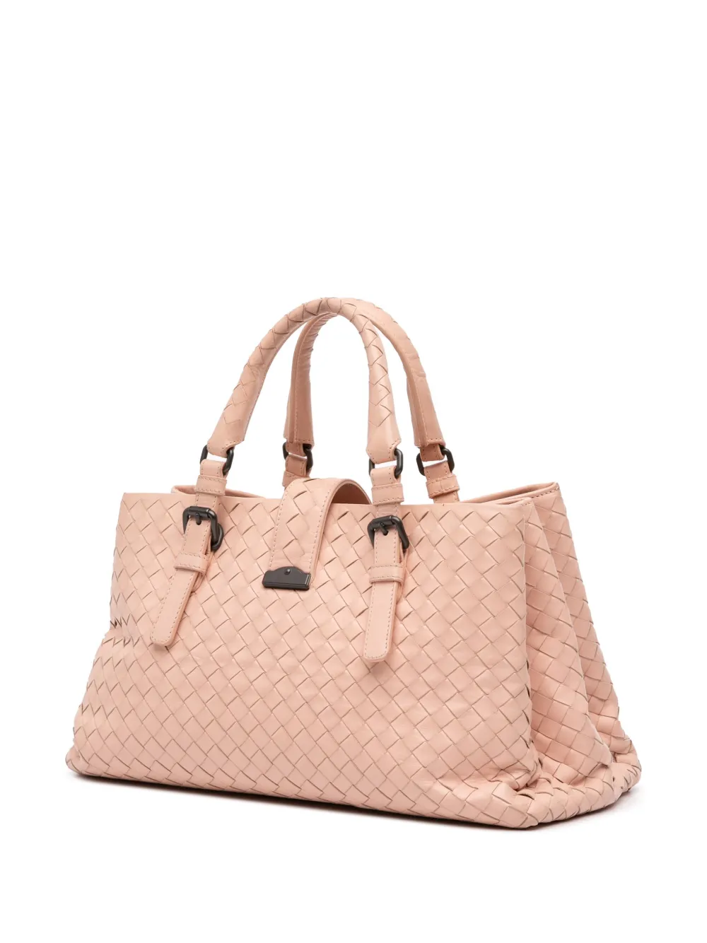 Pre-owned Bottega Veneta 2012-2025 Small Nappa Intrecciato Roma Satchel In Brown