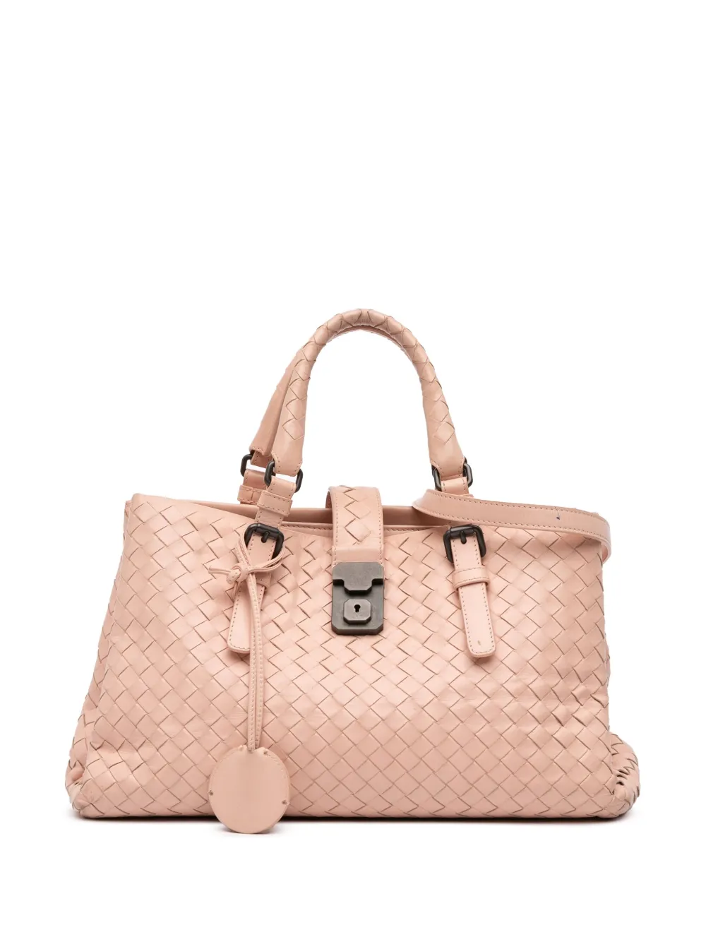 Pre-owned Bottega Veneta 2012-2025 Small Nappa Intrecciato Roma Satchel In Brown