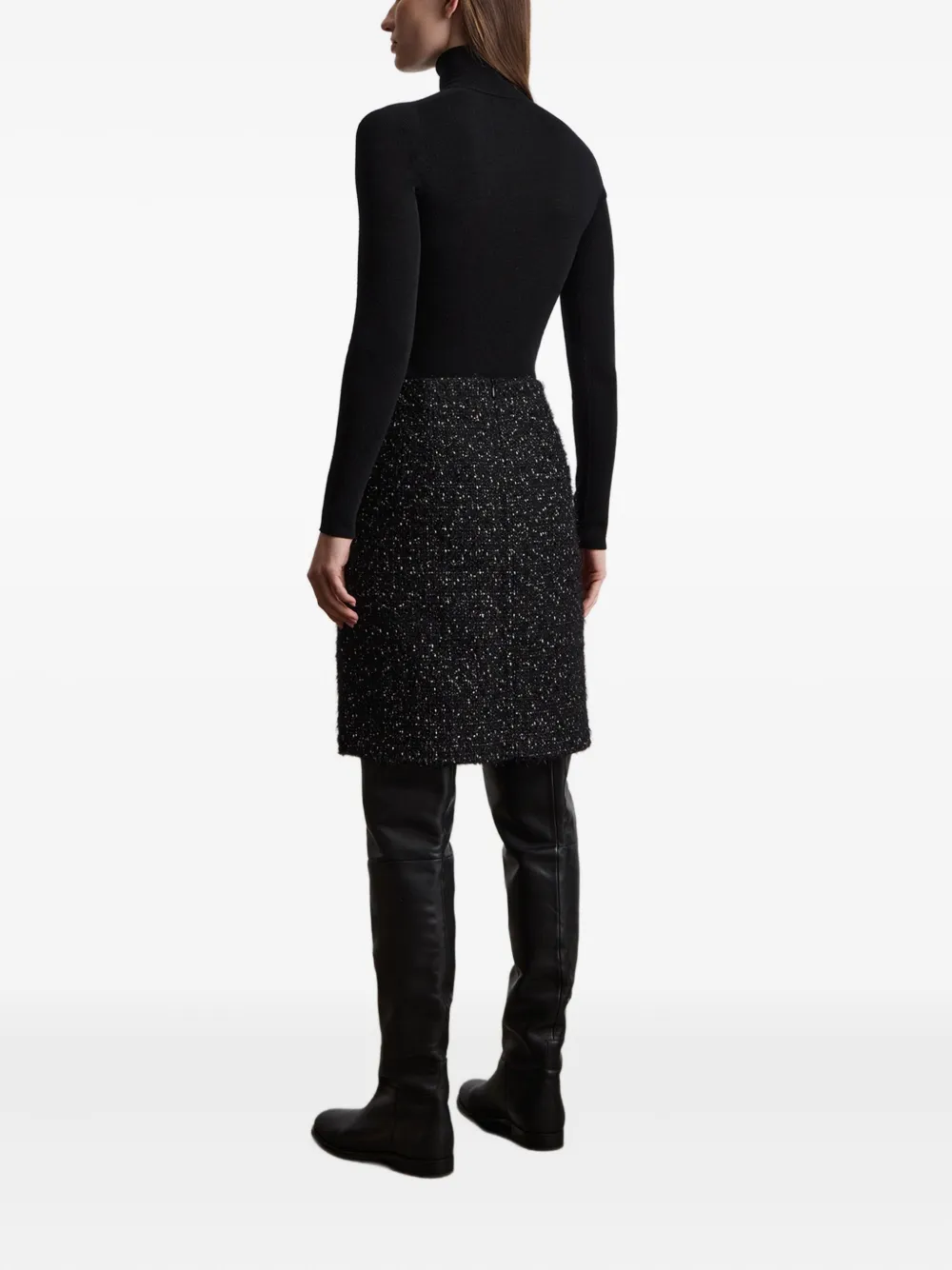 12 STOREEZ Tweed rok met split Zwart