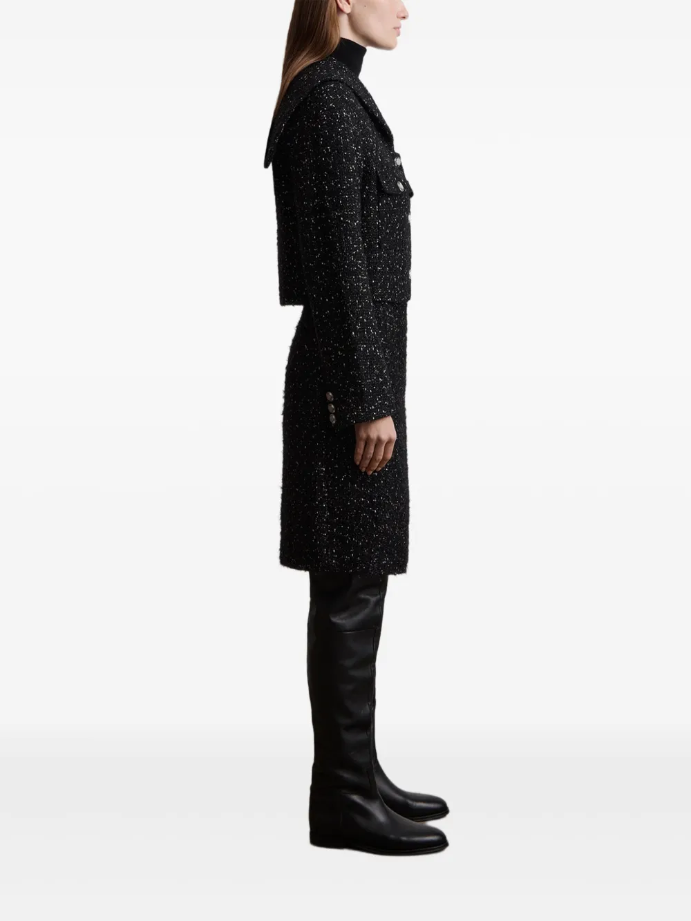 12 STOREEZ Tweed rok met split Zwart