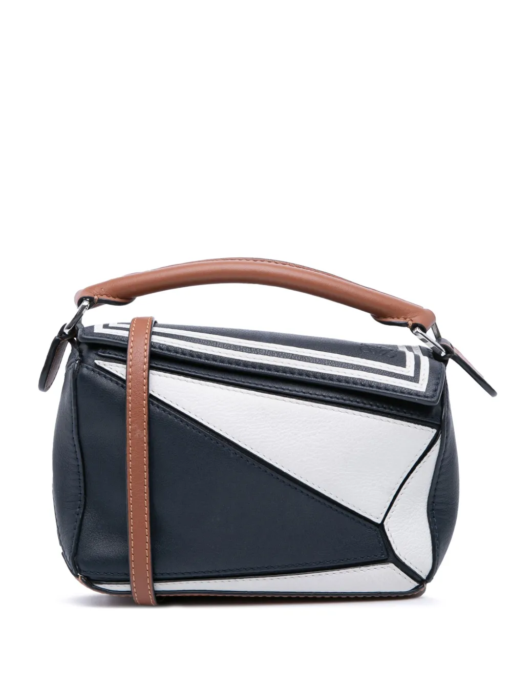 Loewe Pre-Owned 2020 ミニ トリコロール カーフスキン セーラー パズル サッチェルバッグ - ブルー