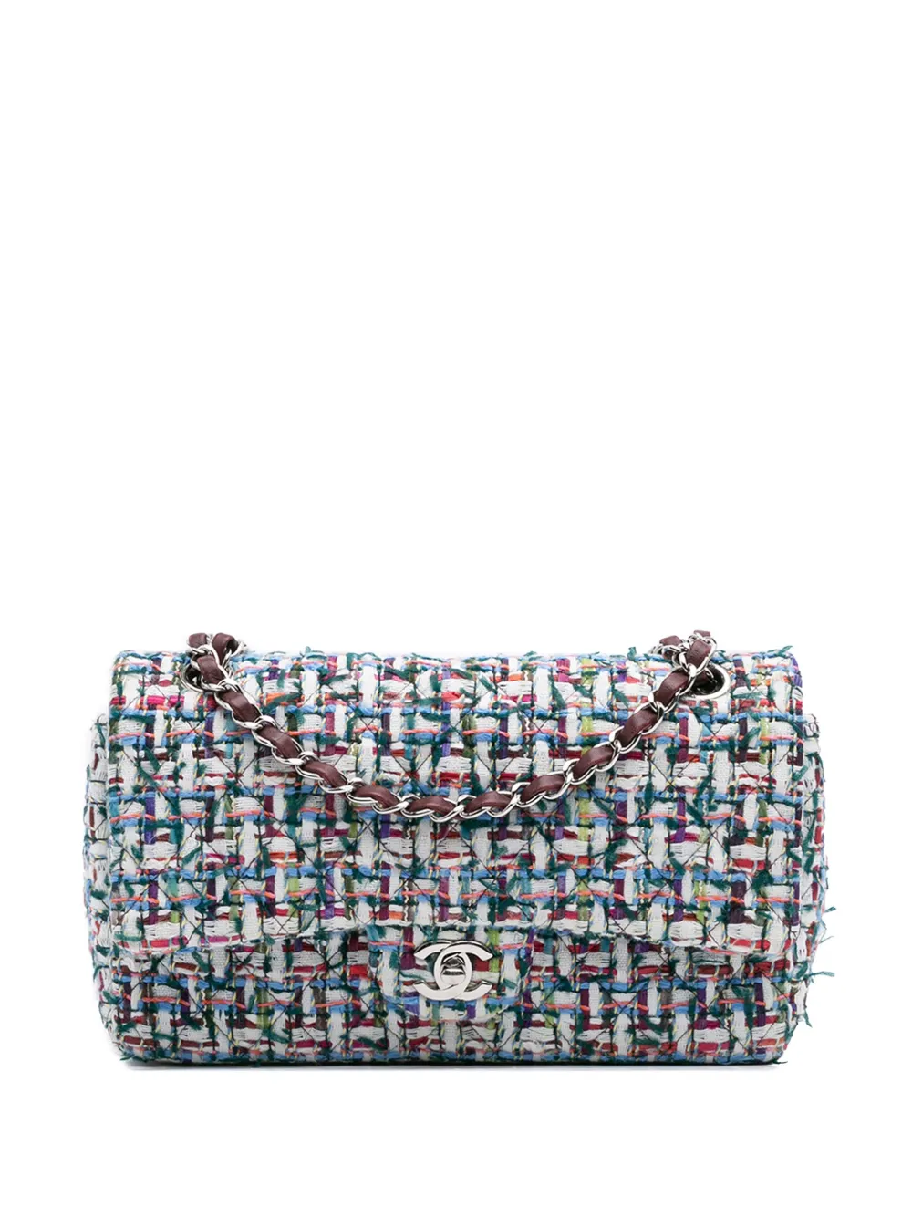 CHANEL Pre-Owned 2015-2016 ミディアム クラシック ツイード ダブルフラップ ショルダーバッグ - マルチカラー