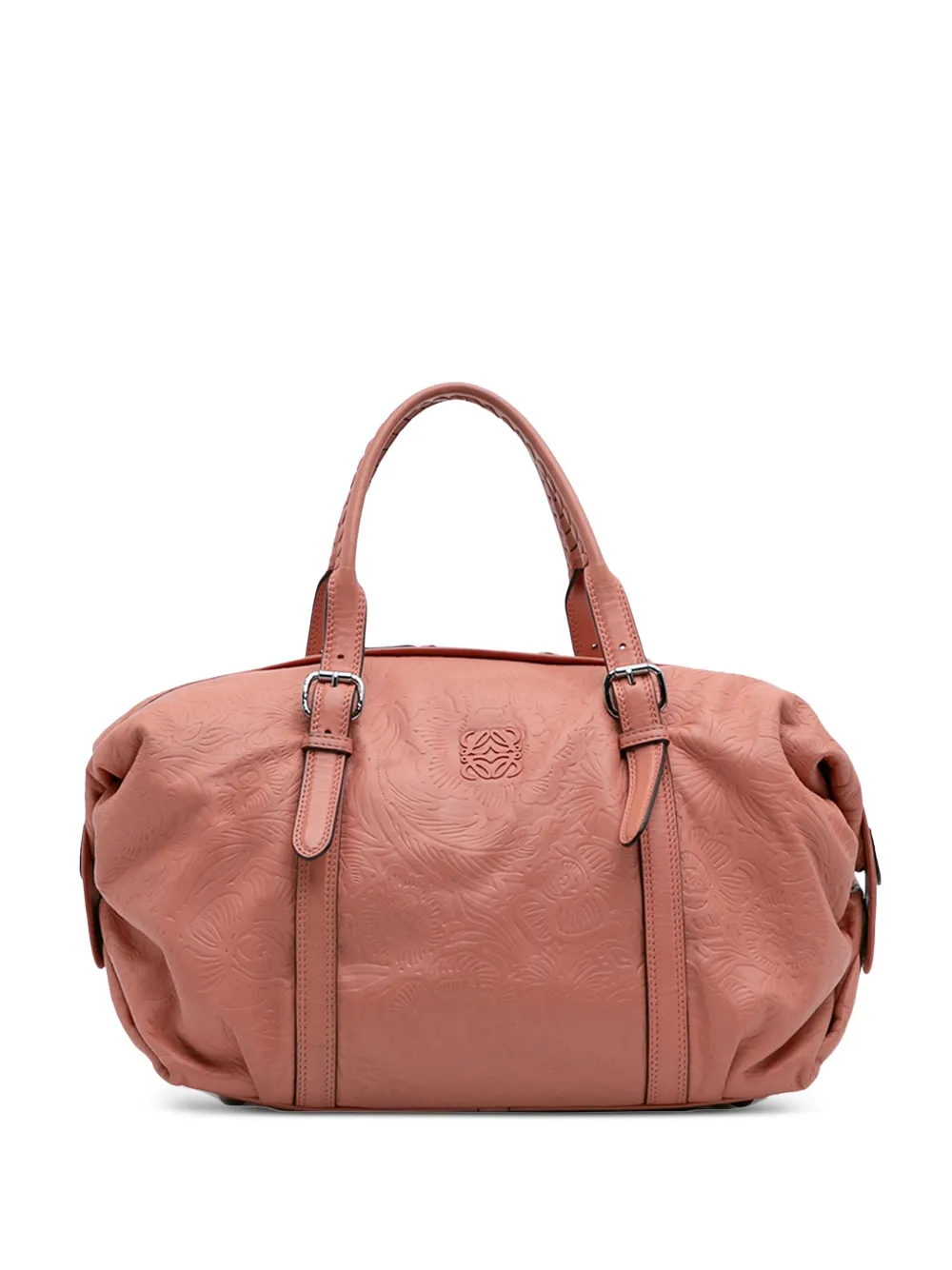 Loewe Pre-Owned 2013 Embossed Leather Anagram boston bag - Orange