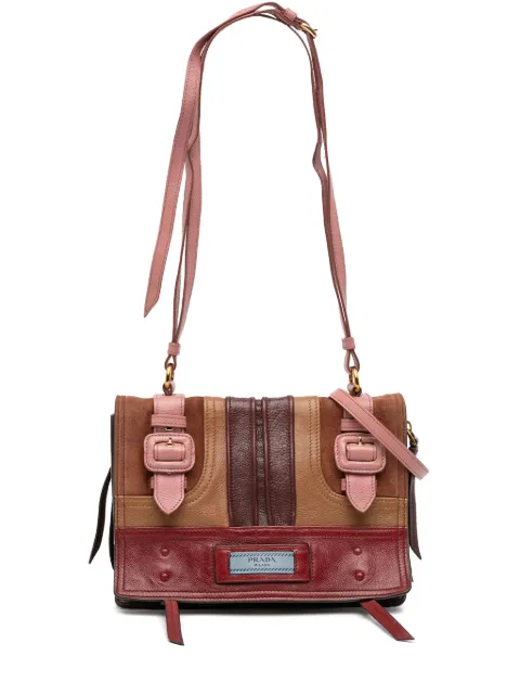 Prada Pre-Owned bolsa satchel Glace Calf and Suede Patchwork Etiquette 2000-2025