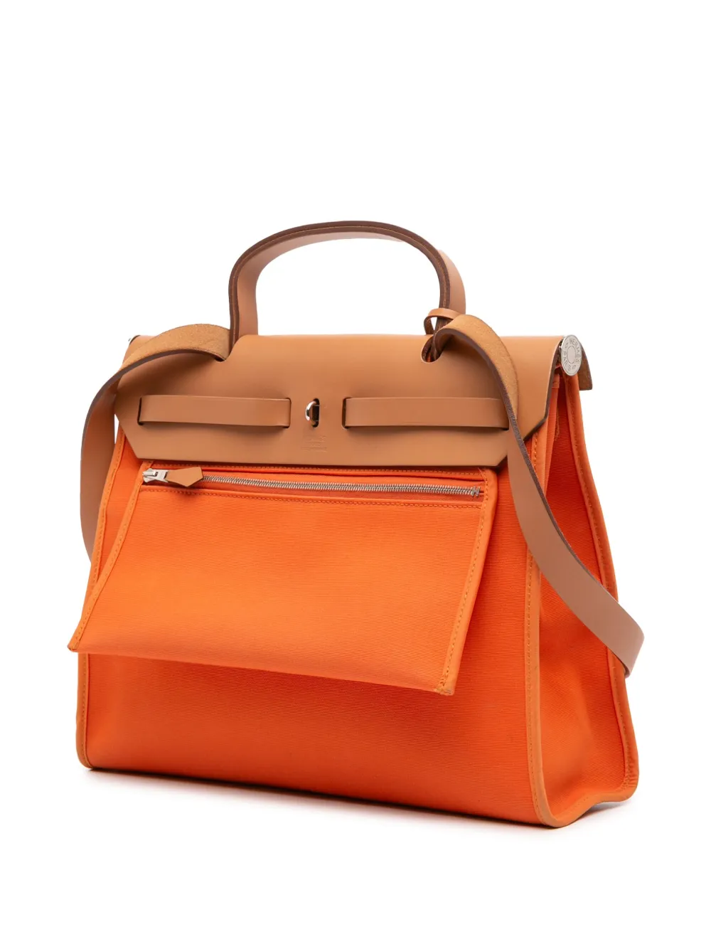 Pre-owned Hermes 2014 Toile Herbag Zip 31 Satchel In Brown