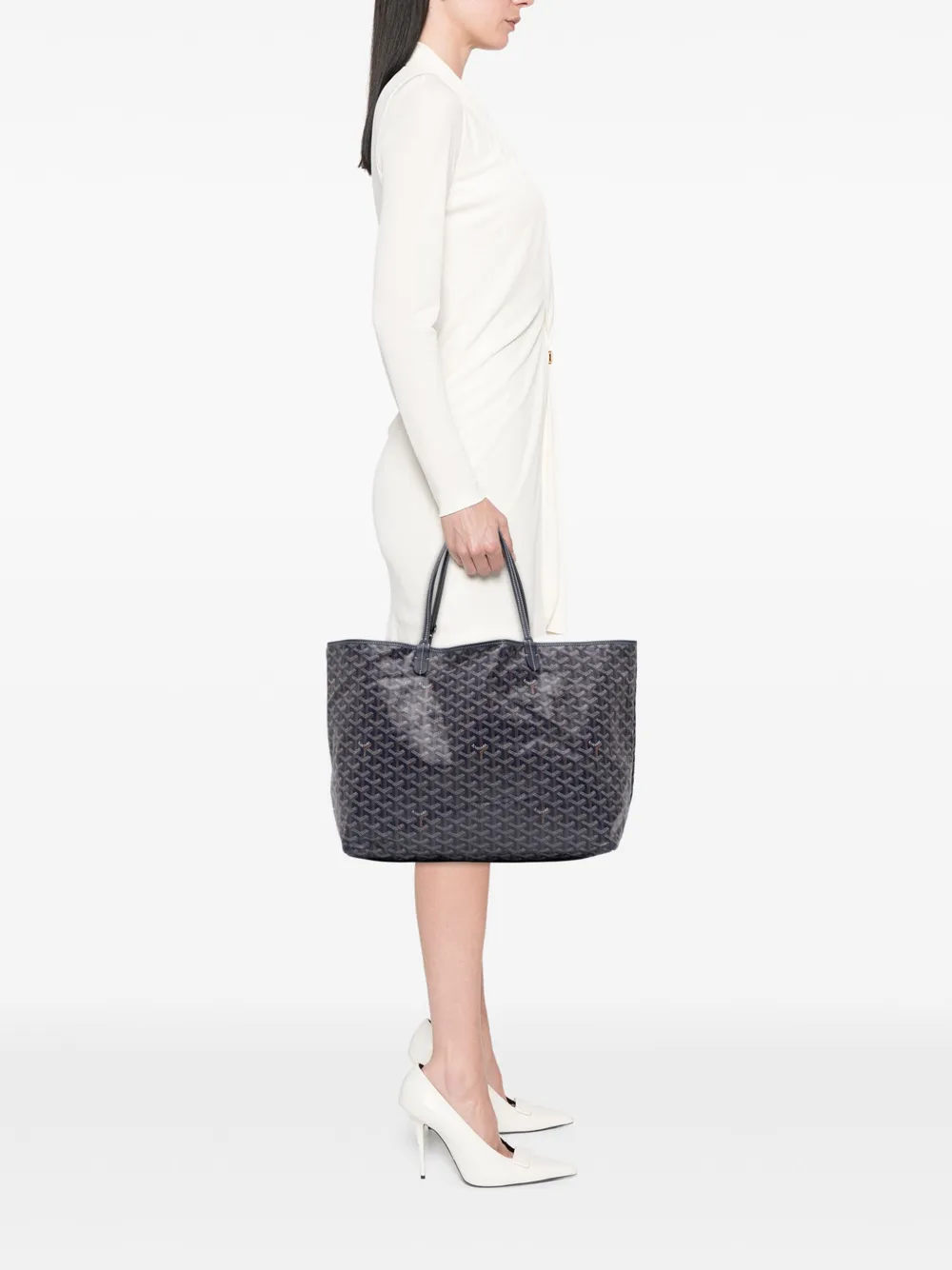 Pre-owned Goyard 2017 Ine Saint Louis Gm Tote Bag In Blue