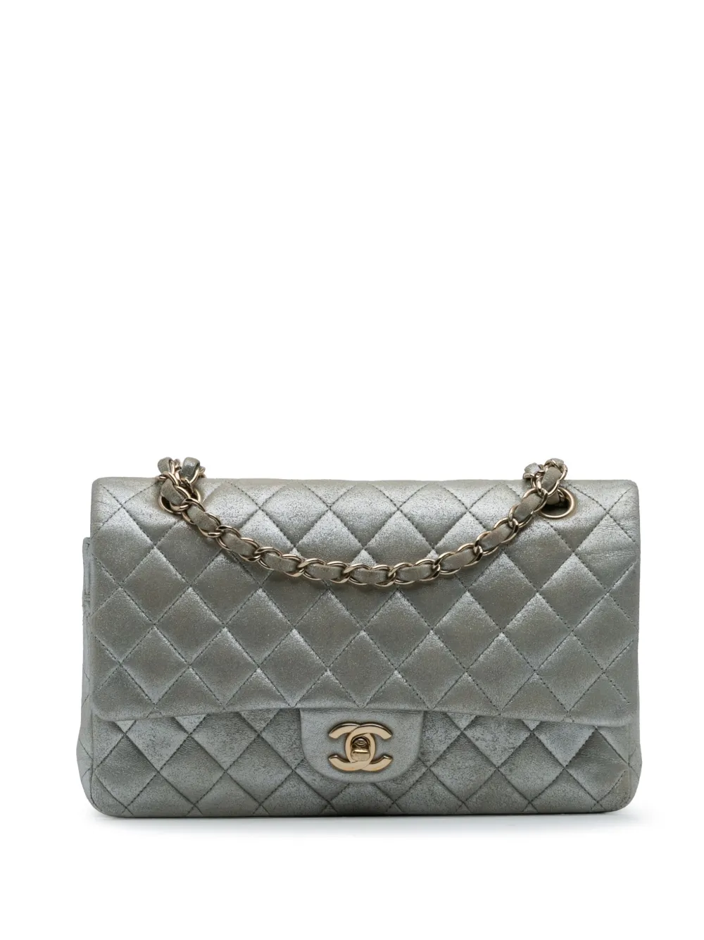 CHANEL Pre-Owned 2011 Medium Classic Iridescent Calfskin Double Flap shoulder bag - Argento