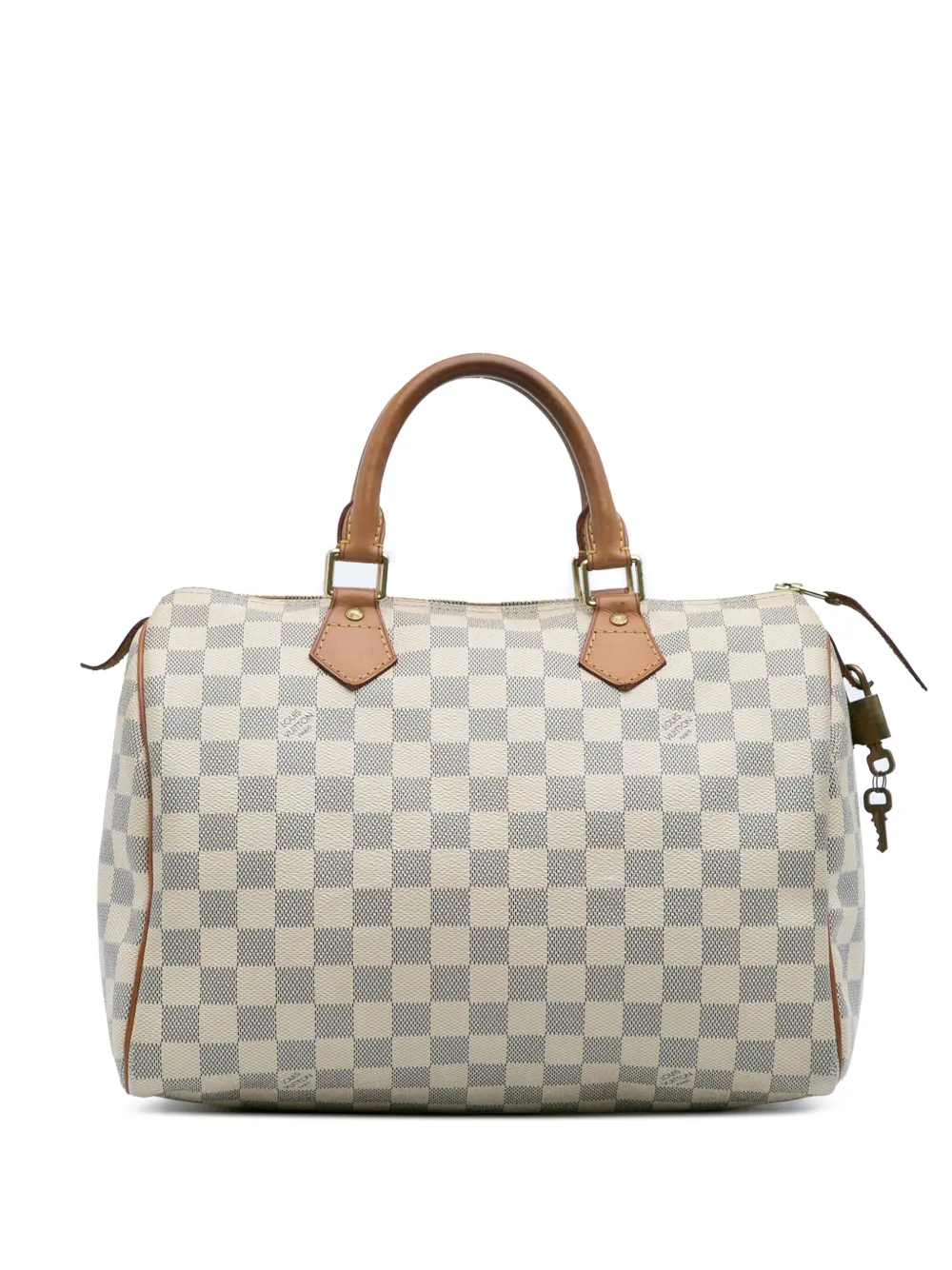 Louis Vuitton Pre-Owned 2012 ダミエ アズール スピーディ 30 ボストンバッグ - ホワイト Louis Vuitton Pre-Owned 2012 ダミエ アズール スピーディ 30 ボストンバッグ - ホワイト