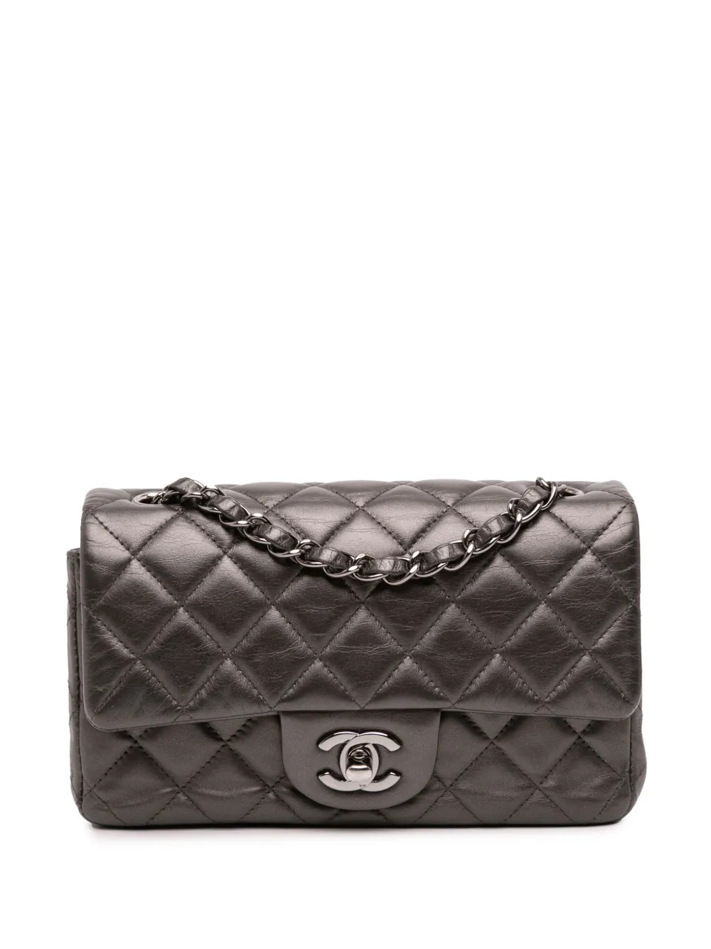 CHANEL Pre-Owned 2013-2014 ミニ レクタンギュラー クラシック メタリック ラムスキン シングルフラップ CHANEL Pre-Owned 2013-2014 ミニ レクタンギュラー クラシック メタリック ラムスキン シングルフラップ