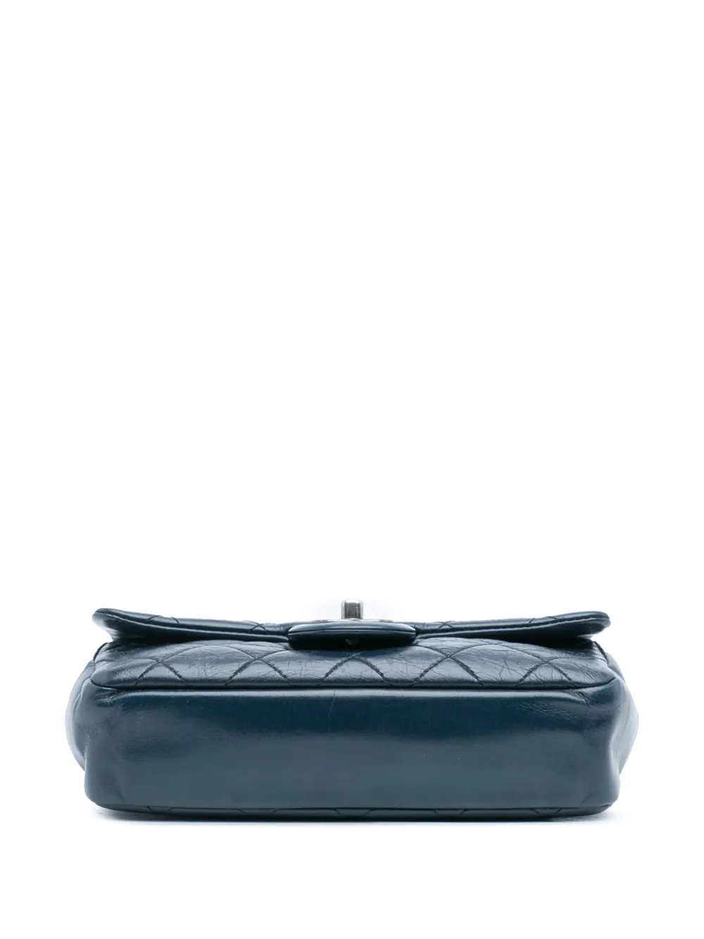 Pre-owned Chanel 2014 Small Glazed Calfskin Duo Color Flap Crossbody Bag In Blue