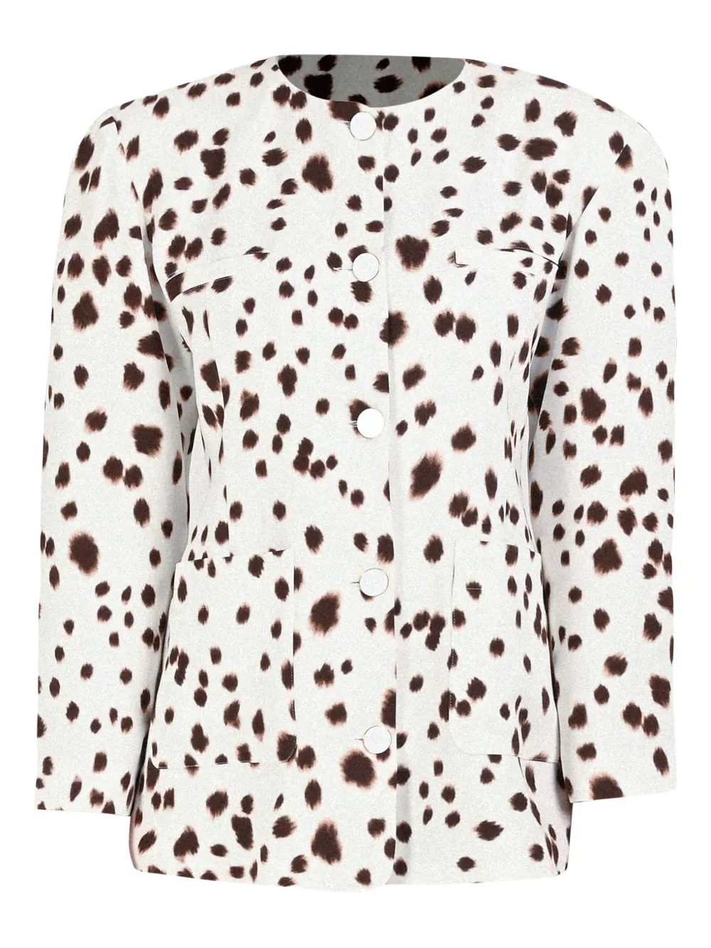 Rowen Rose Dalmatian-pattern Button-fastening Jacket In White