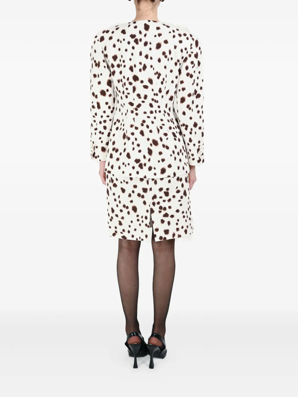 Rowen Rose Dalmatian-pattern Button-fastening Jacket In White