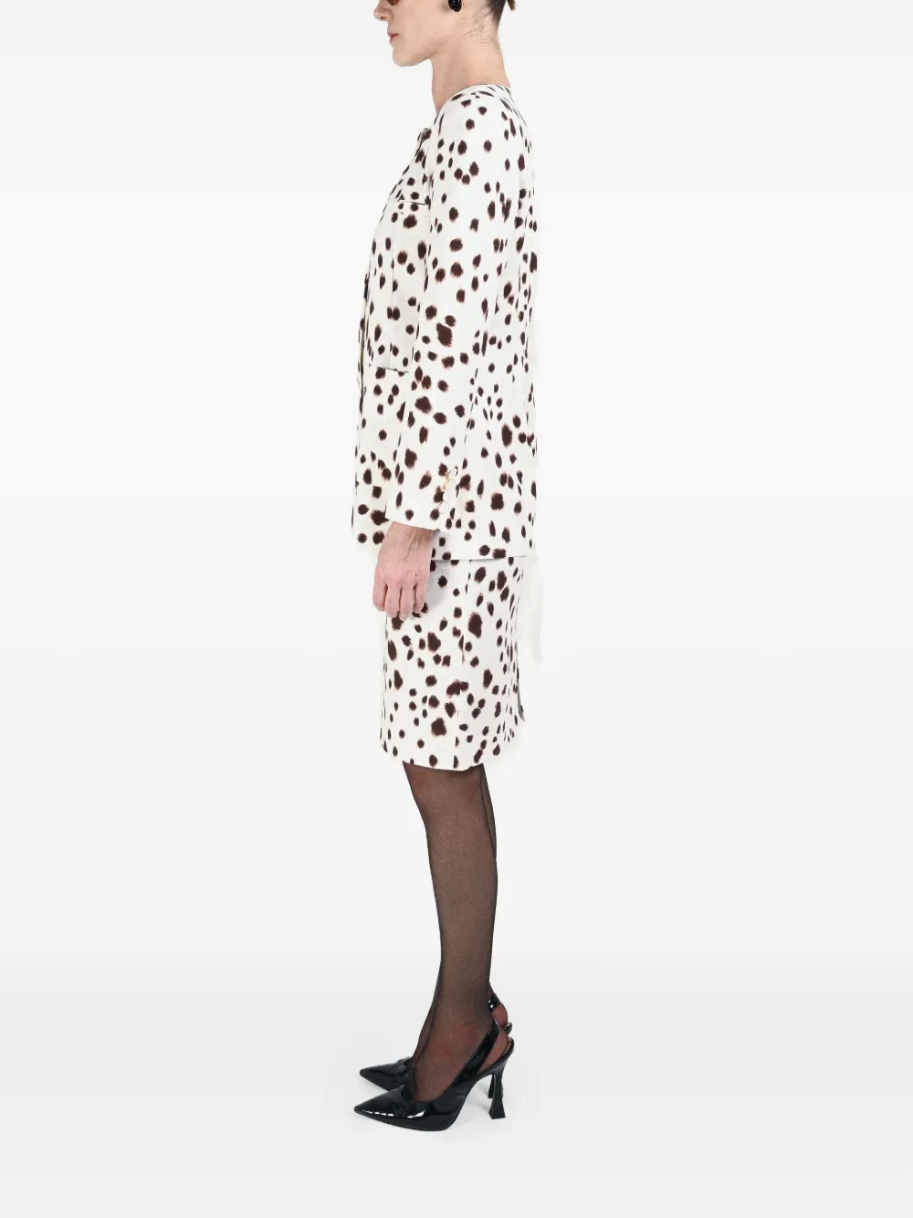 Rowen Rose Dalmatian-pattern Button-fastening Jacket In White