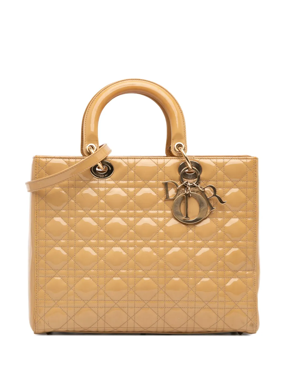 Christian Dior Pre-Owned 2012 Large Patent Cannage Lady Dior satchel - Marrone