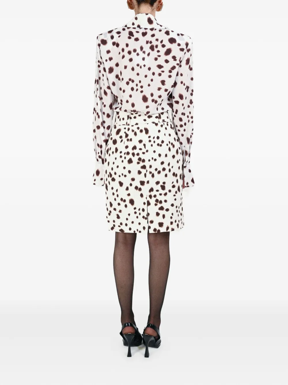 Rowen Rose Dalmatian-pattern Belted Skirt In White
