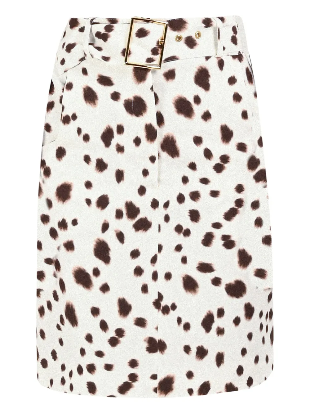 Rowen Rose Dalmatian-pattern Belted Skirt In White