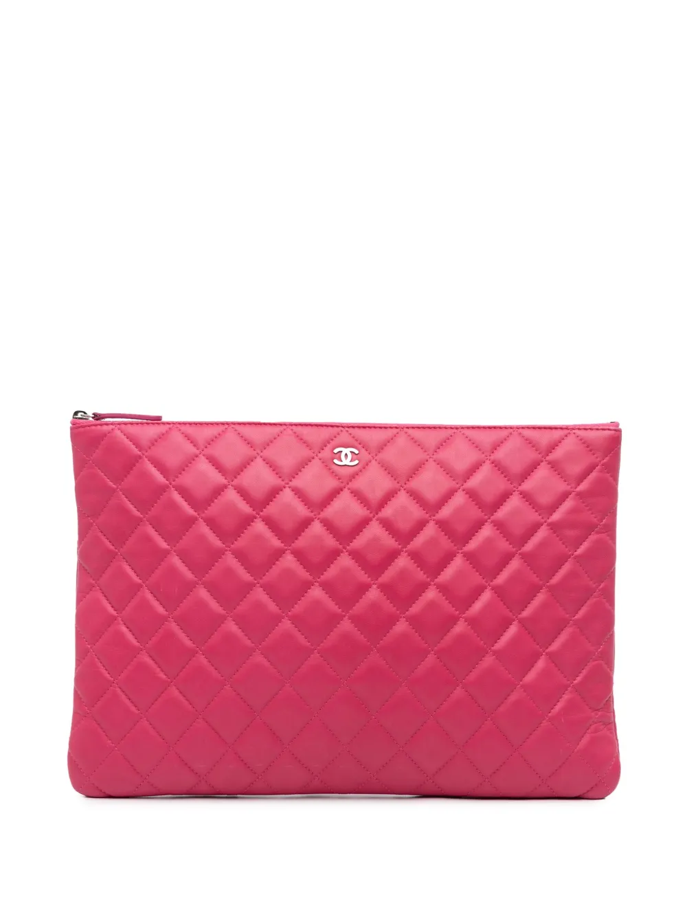 CHANEL Pre-Owned 2014 ラージ マトラッセ ラムスキン O ケース クラッチバッグ - ピンク CHANEL Pre-Owned 2014 ラージ マトラッセ ラムスキン O ケース クラッチバッグ - ピンク