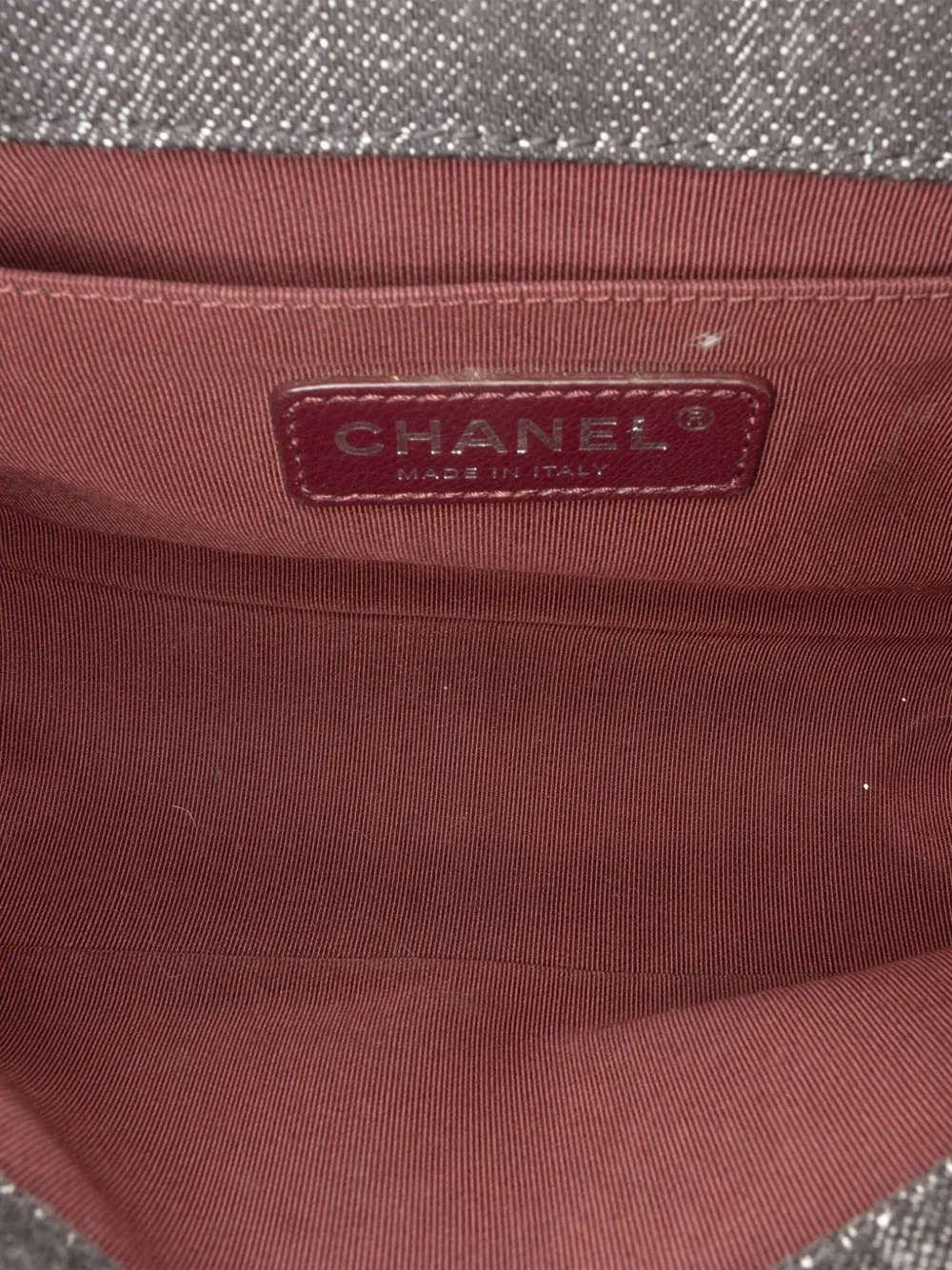 Pre-owned Chanel 2015-2016 Old Medium Quilted Denim Boy Flap Crossbody Bag In Gray