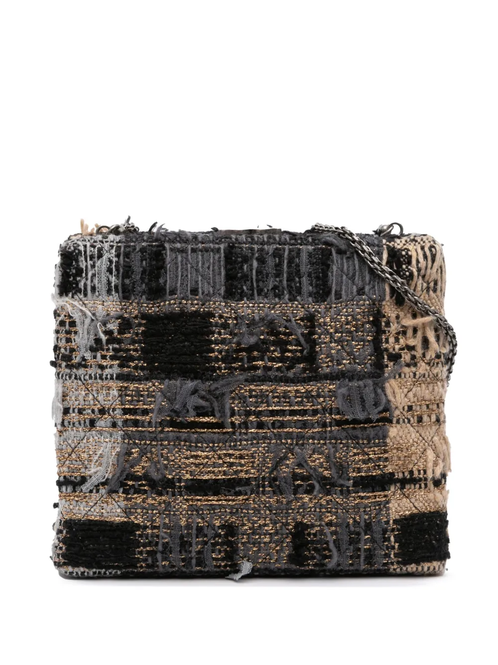 CHANEL Pre-Owned 2016-2017 マルチカラーツイード クアドラート ボックス ショルダーバッグ - ブラック