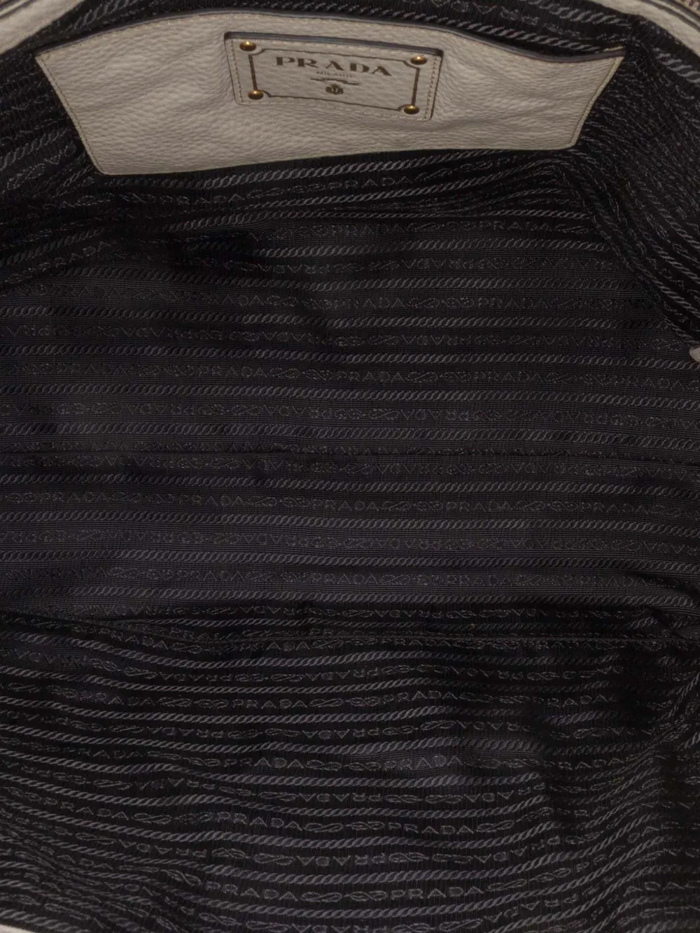 Pre-owned Prada 2010-2025 Vitello Daino Front Pocket Tote Satchel In White