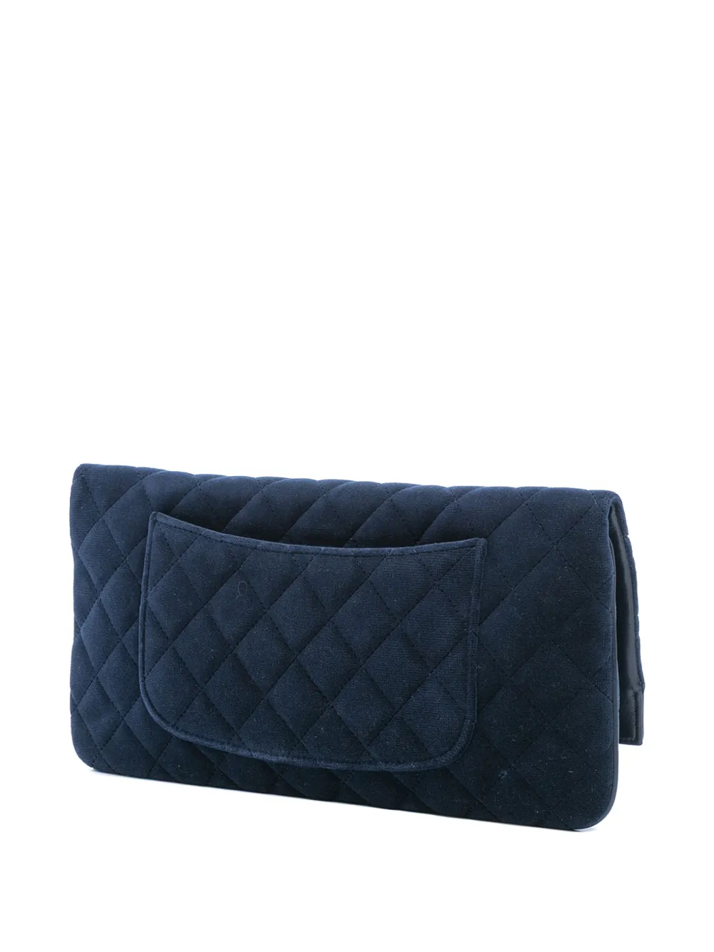 Pre-owned Chanel 2019 Quilted Velvet 31 Clutch Bag In Blue