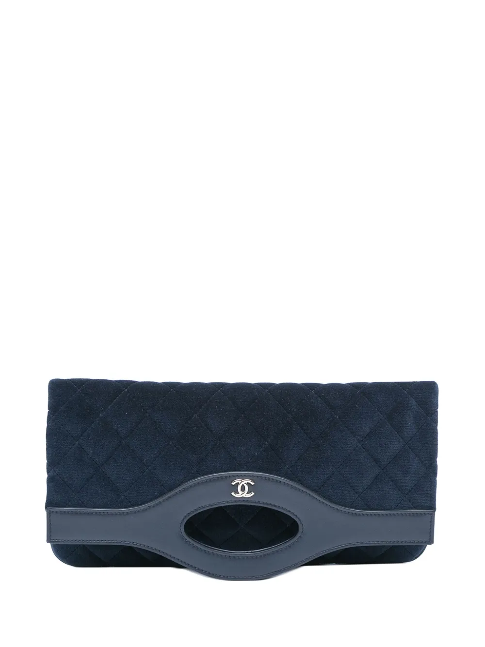 Pre-owned Chanel 2019 Quilted Velvet 31 Clutch Bag In Blue