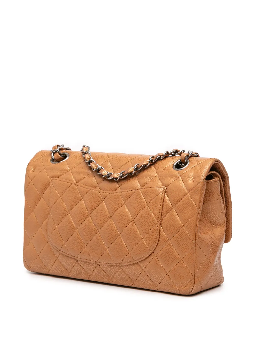 Pre-owned Chanel 2010-2011 Medium Classic Metallic Caviar Double Flap Shoulder Bag In Brown