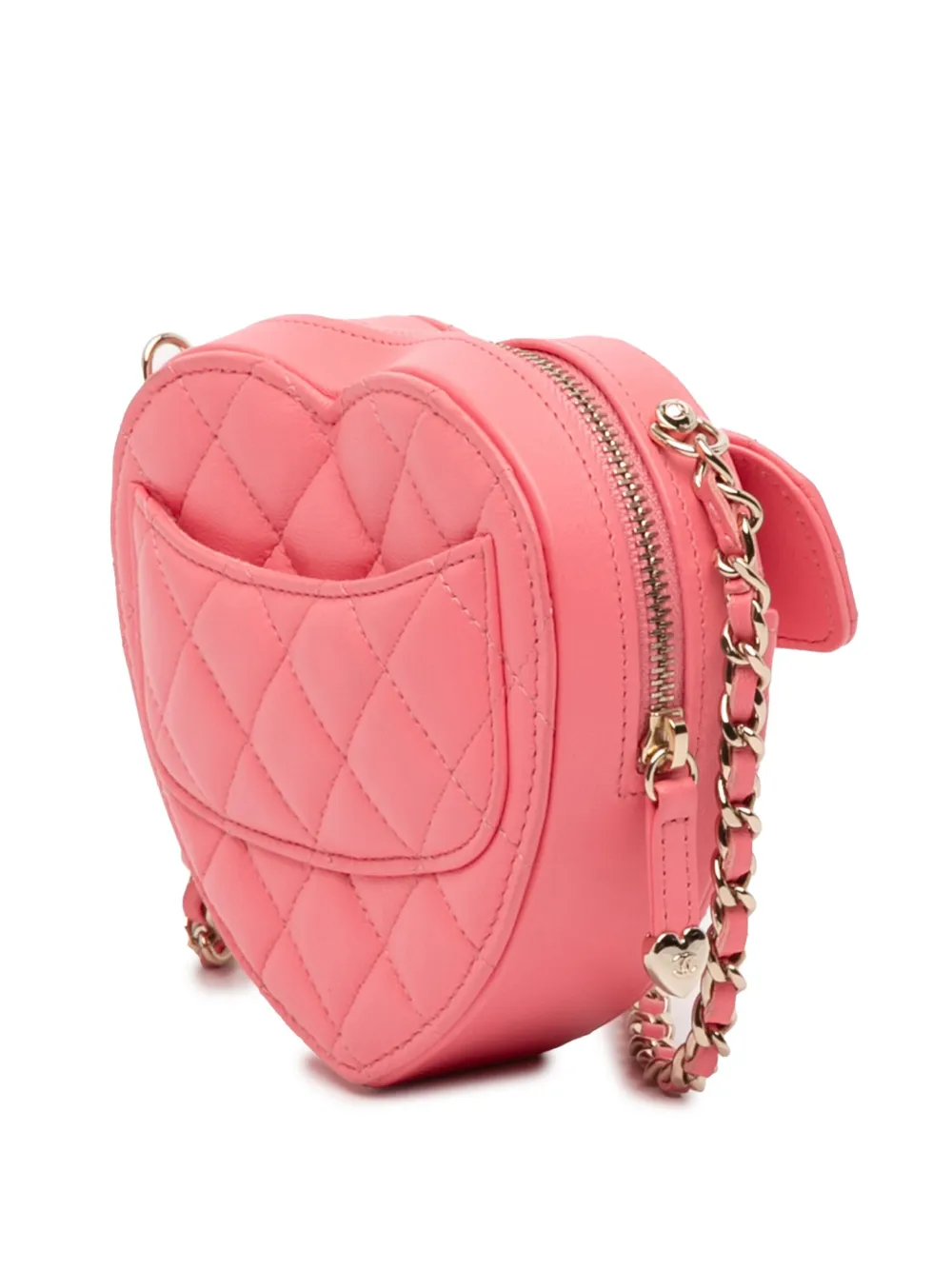 Pre-owned Chanel 2021 Mini Lambskin Cc In Love Heart Crossbody Bag In Pink