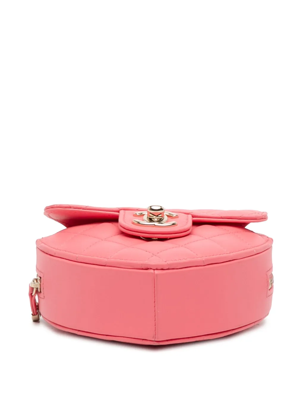 Pre-owned Chanel 2021 Mini Lambskin Cc In Love Heart Crossbody Bag In Pink