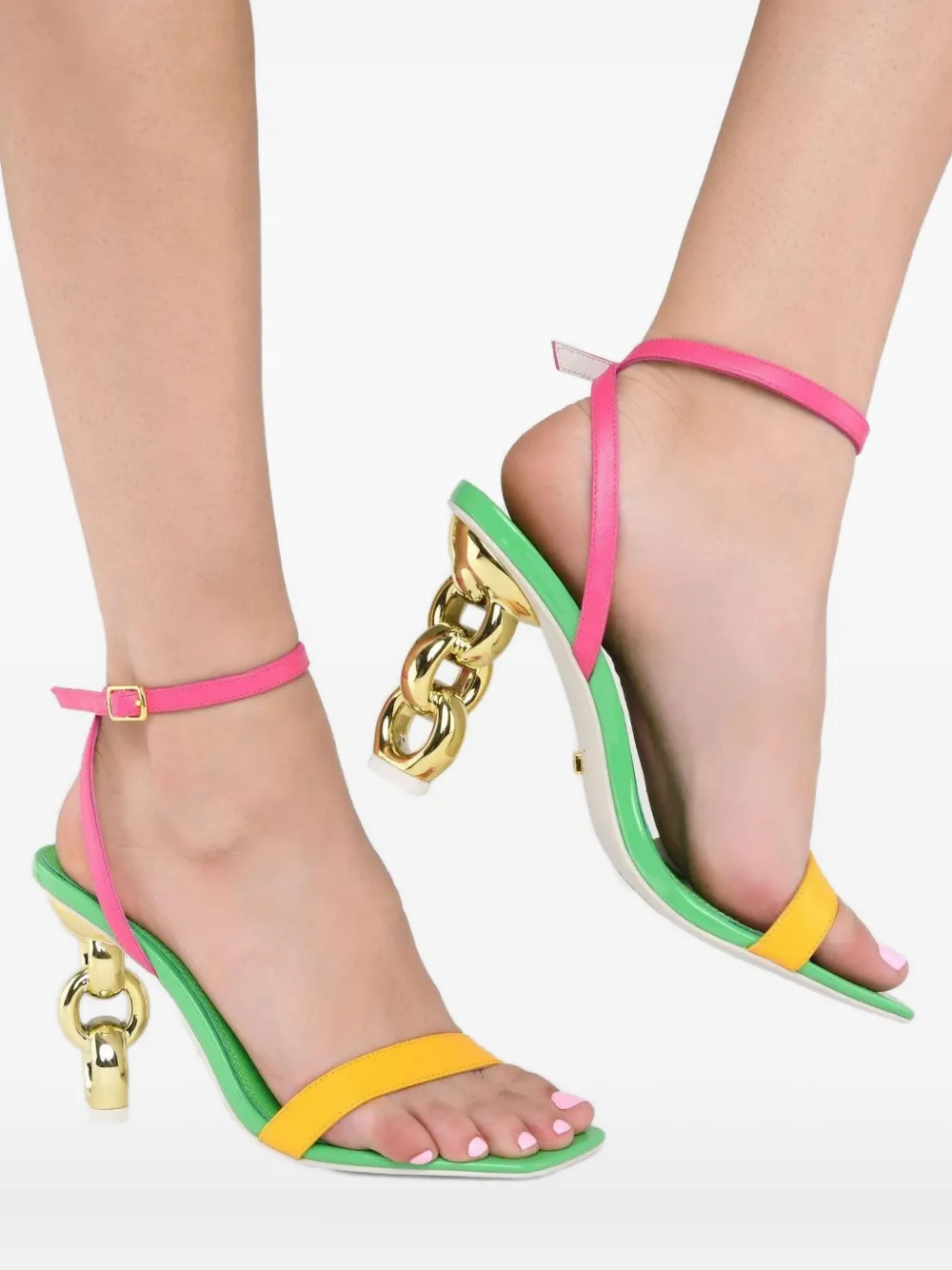 Kat Maconie 90mm Riri Chain-heel Sandals In Green