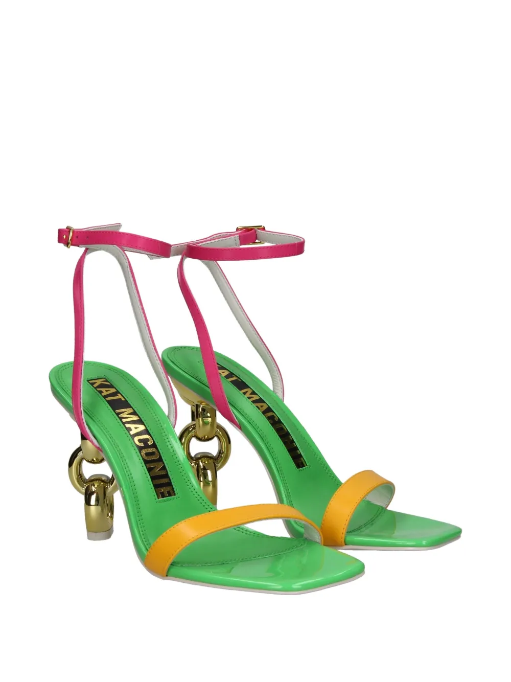 Kat Maconie 90mm Riri Chain-heel Sandals In Green