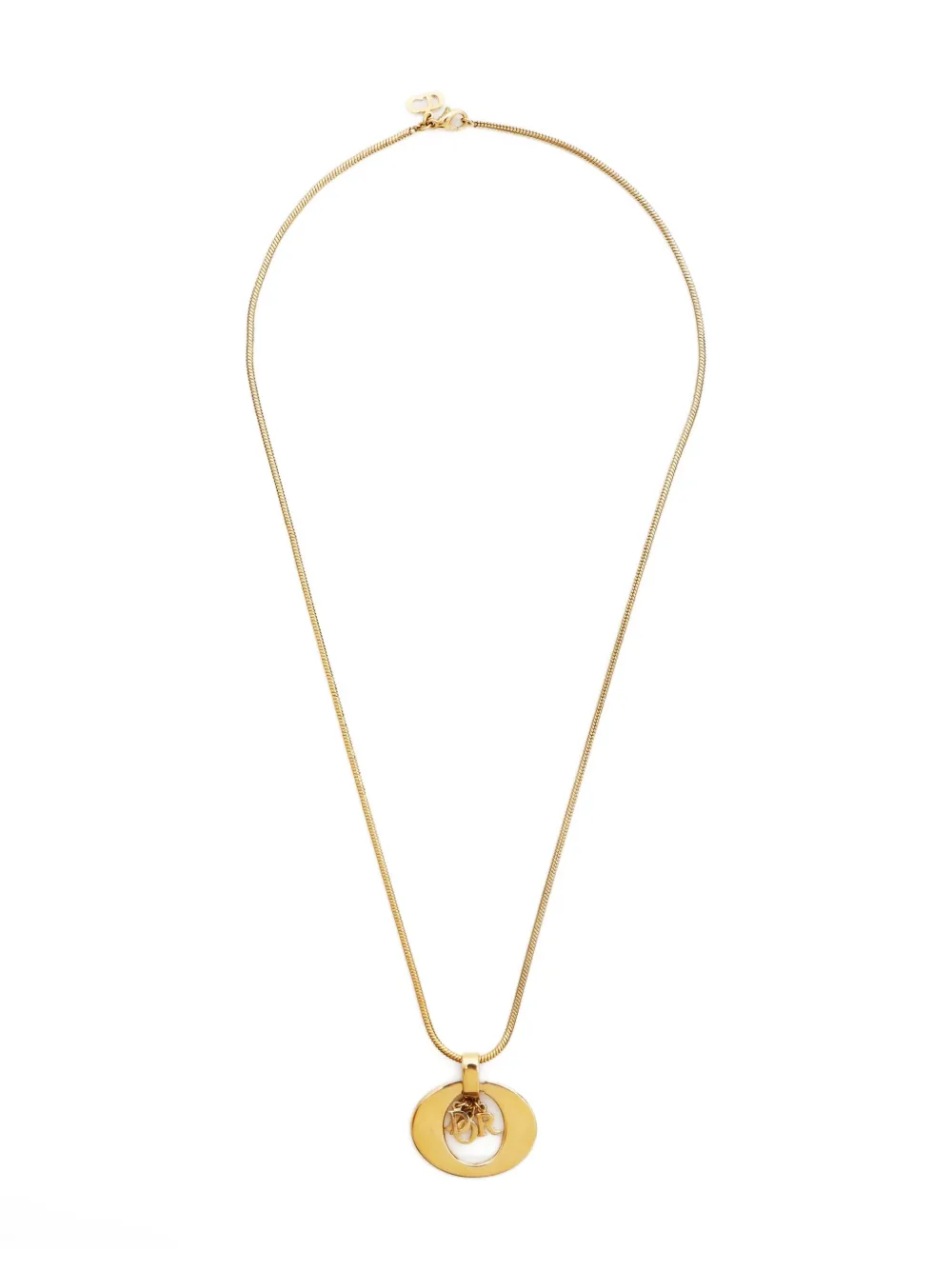 Pre-owned Dior 1980-2000s Logo-pendant Necklace In Gold