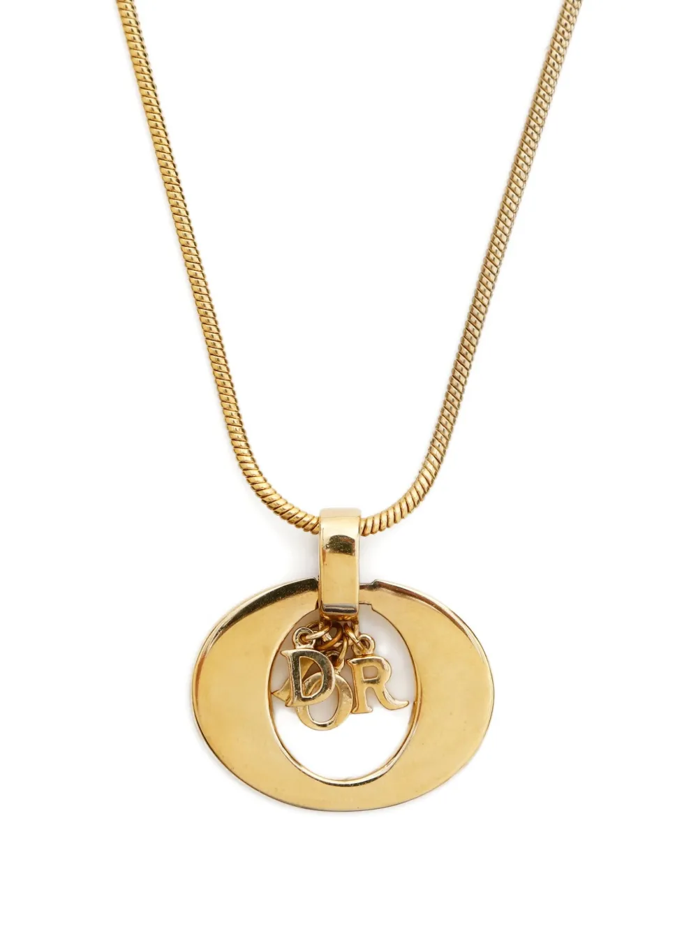 Pre-owned Dior 1980-2000s Logo-pendant Necklace In Gold