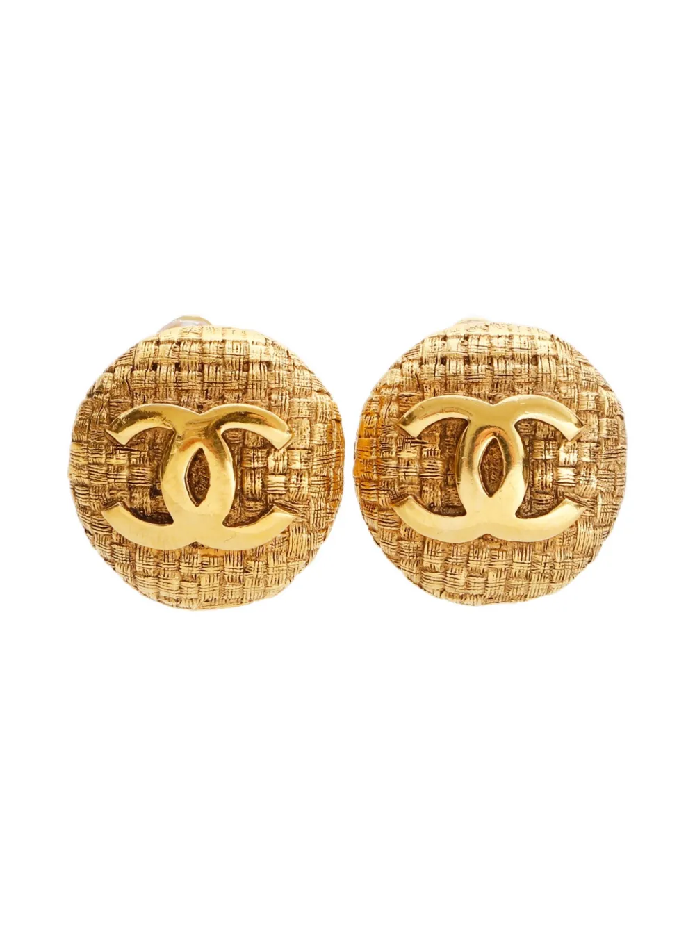 CHANEL Pre-Owned 1994 Matelassé CC Mark clip-on earrings - ゴールドトーン CHANEL Pre-Owned 1994 Matelassé CC Mark clip-on earrings - ゴールドトーン