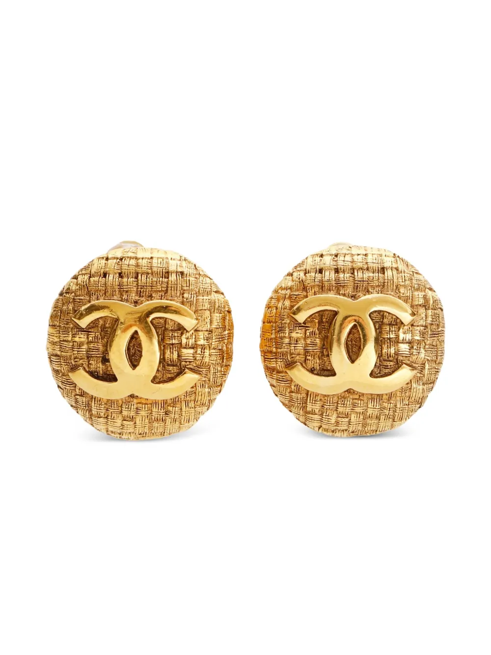 CHANEL Pre-Owned 1994 Matelassé CC Mark clip-on earrings - Oro