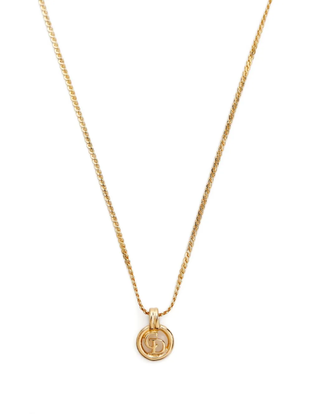 Pre-owned Dior 1980-2000 Logo-pendant Necklace In Gold