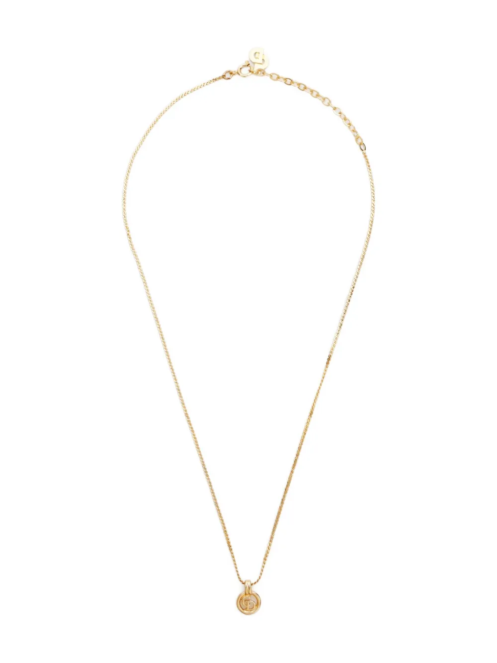 Pre-owned Dior 1980-2000 Logo-pendant Necklace In Gold