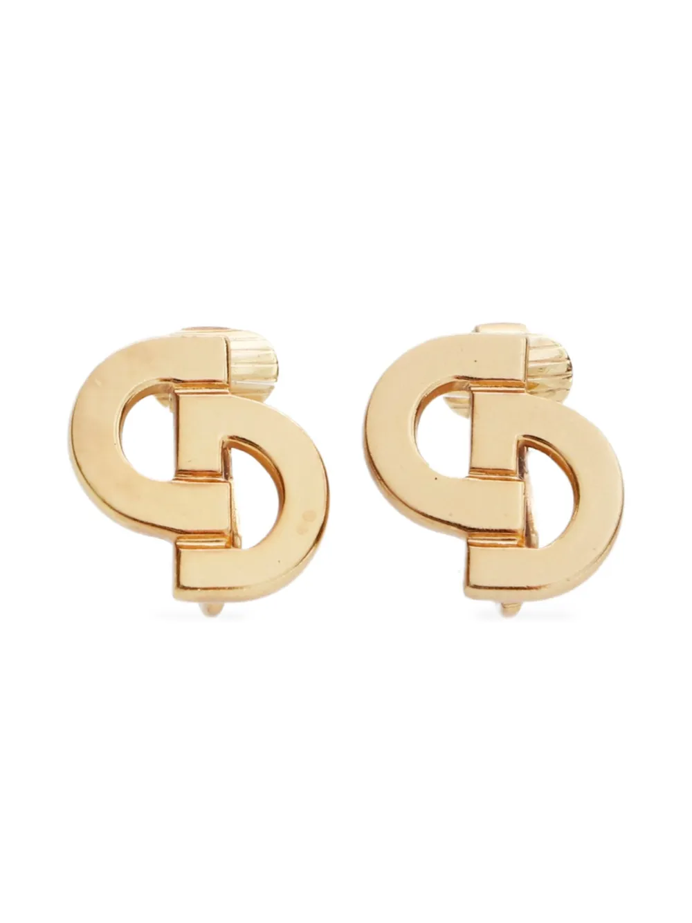 Christian Dior Pre-Owned 1980-2000s ロゴ イヤリング - ゴールドトーン Christian Dior Pre-Owned 1980-2000s ロゴ イヤリング - ゴールドトーン
