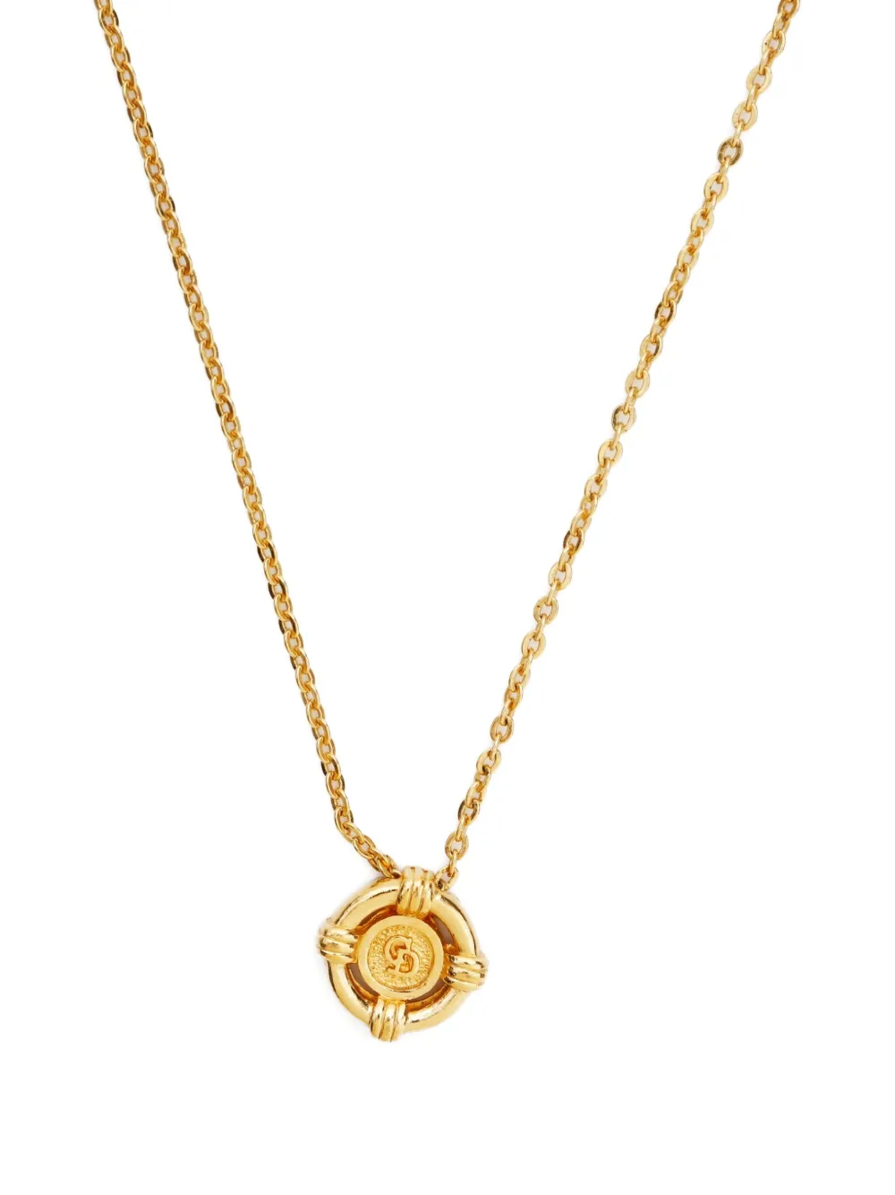 Pre-owned Dior 1980-2000 Logo-pendant Necklace In Gold