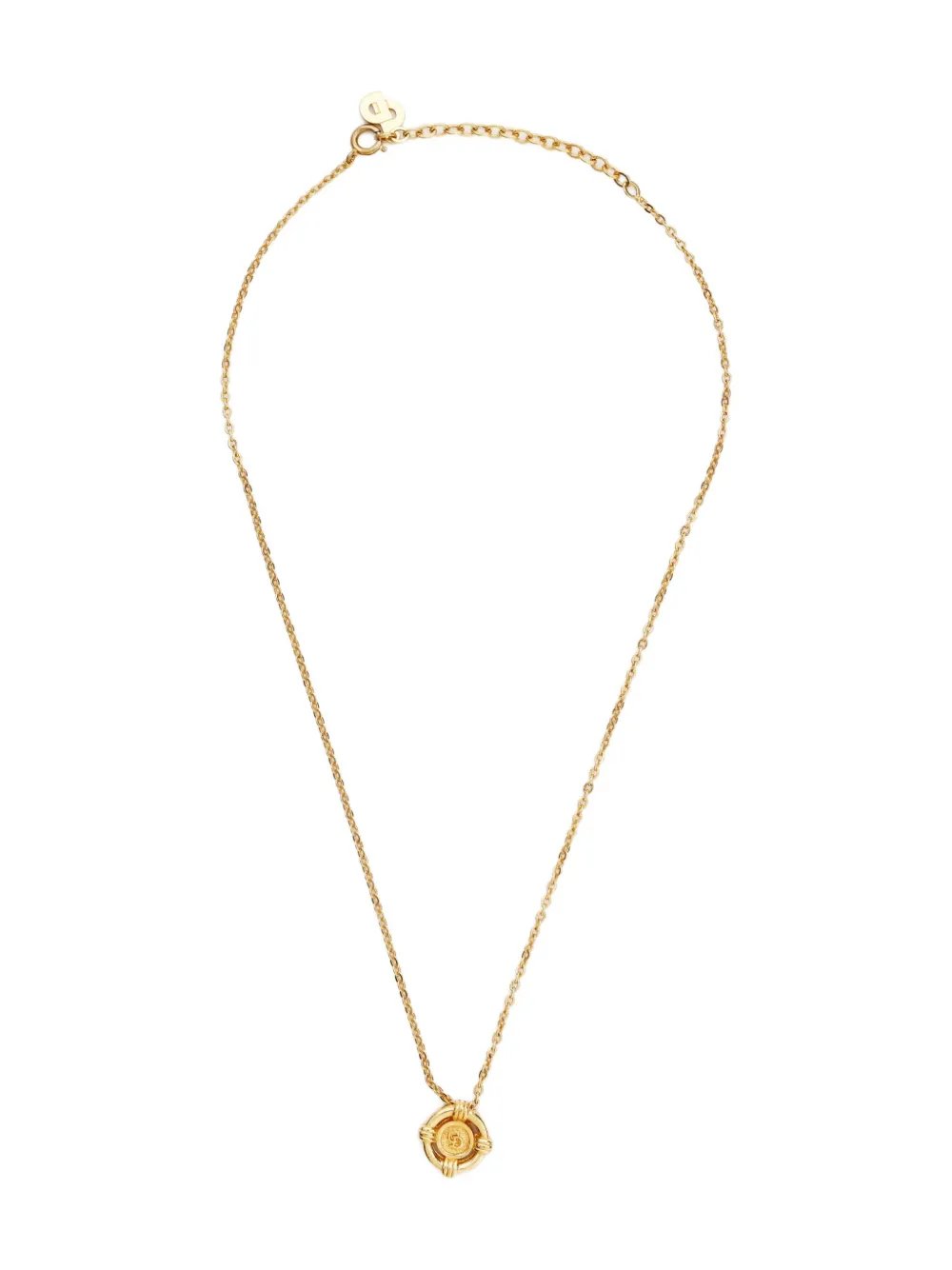 Pre-owned Dior 1980-2000 Logo-pendant Necklace In Gold