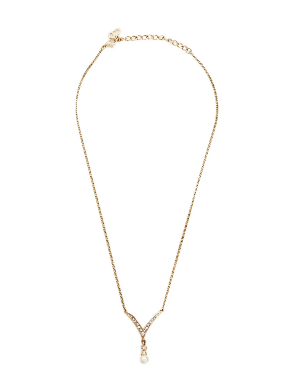 Pre-owned Dior 1980-2000s Logo-pendant Necklace In Gold