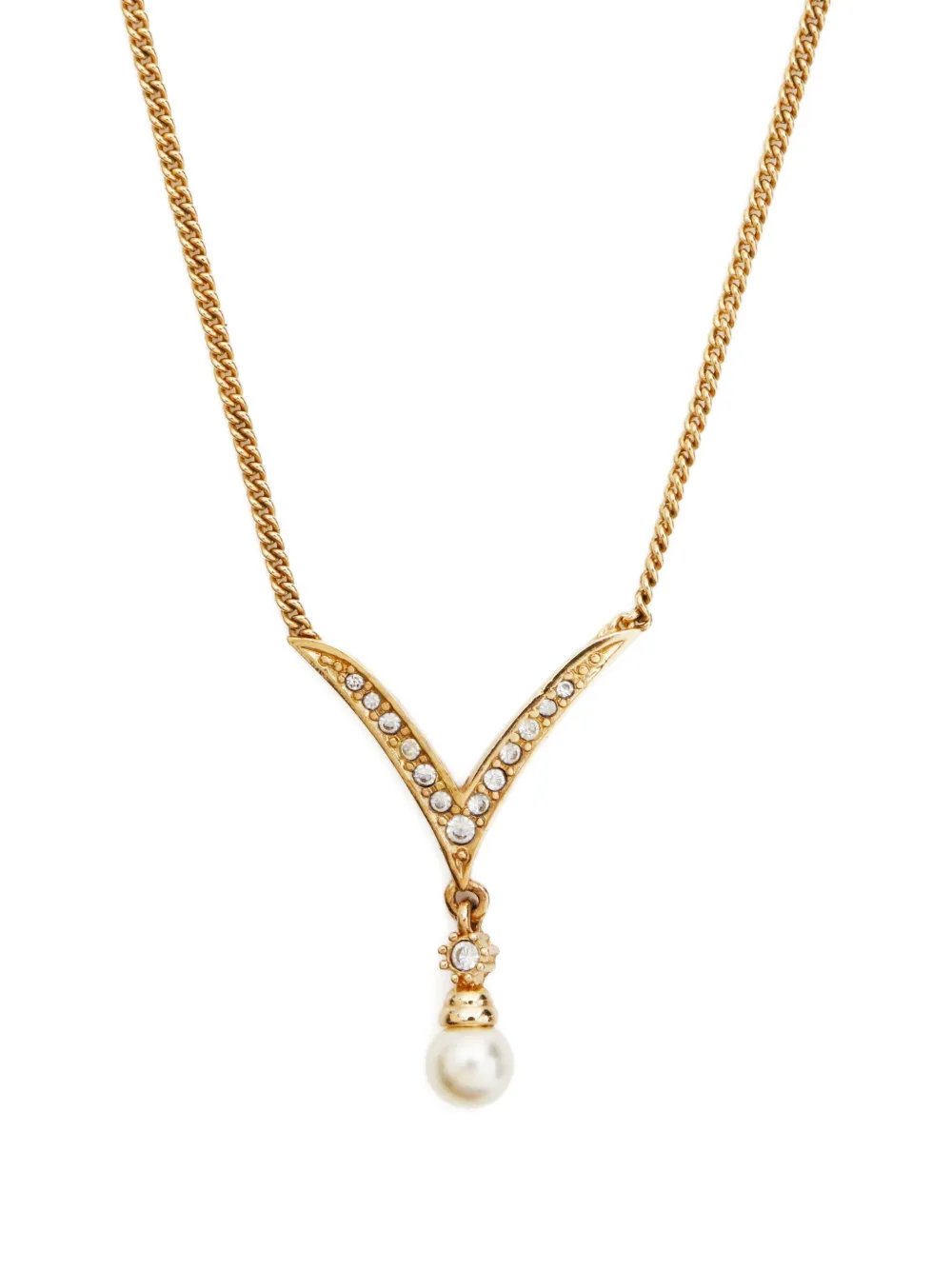 Pre-owned Dior 1980-2000s Logo-pendant Necklace In Gold