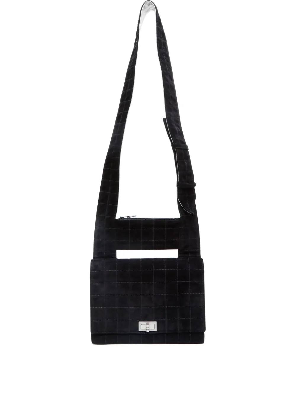 CHANEL Pre-Owned 2003-2004 チョコバー スエード ショルダーバッグ - ブラック CHANEL Pre-Owned 2003-2004 チョコバー スエード ショルダーバッグ - ブラック